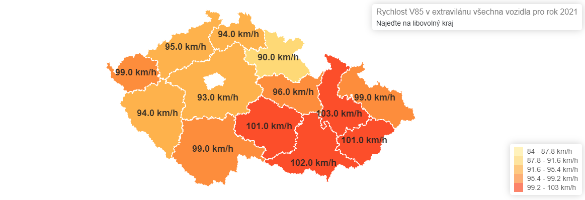Mapa s výsledky měření